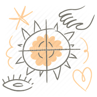 share, sun, solar, eye, heart, hand, gesture